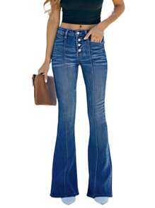 Jeans de mezclilla lavables de ajuste ceñido y sexy para mujer - Moda elegante y cómoda para cualquier ocasión en verano - Azul Marino - Ver 8