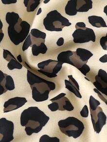 2 件女式花卉印花比基尼泳装，性感豹纹系带前垫，两件套可爱优雅时尚辣妹海滩风格，夏季假日 - 豹紋 - 查看 6