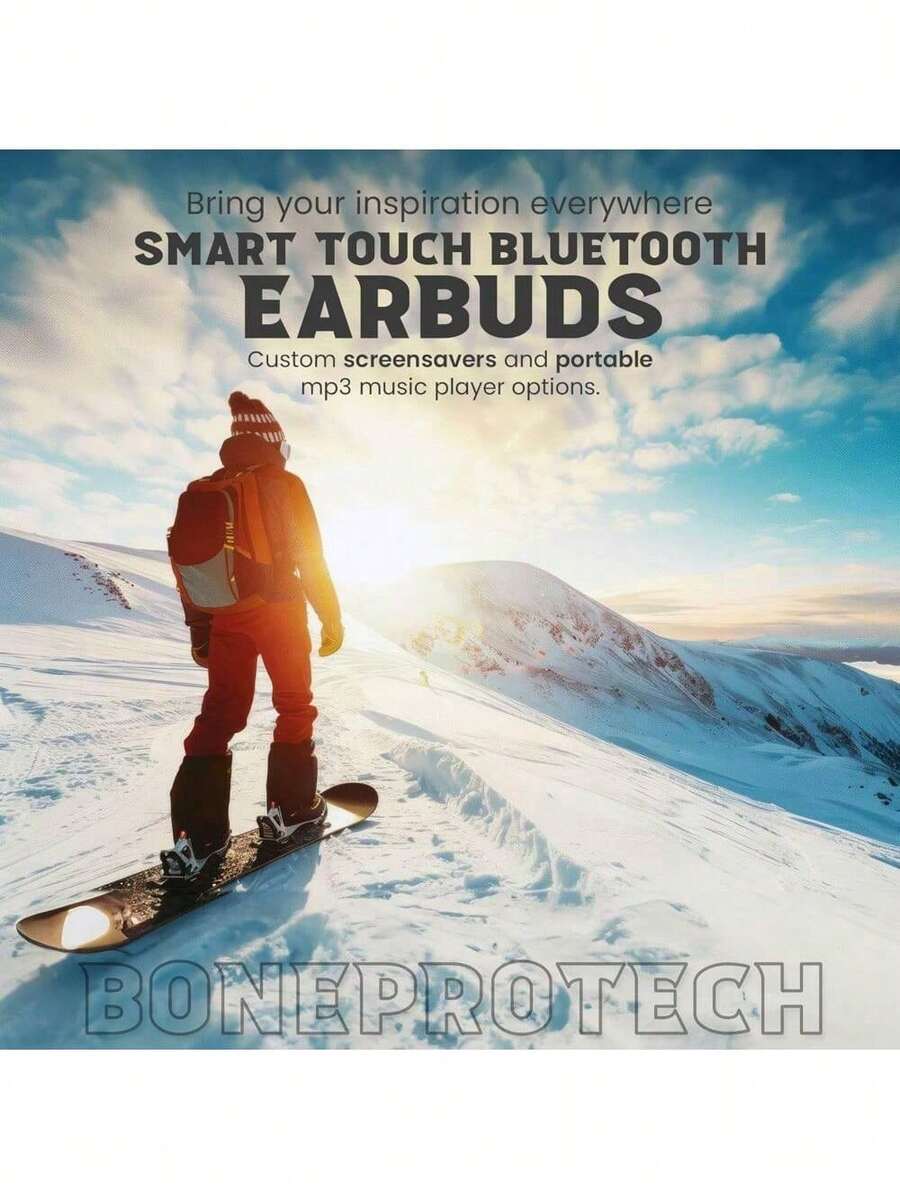 Premier Bluetooth Earbuds Smart Touch Headset, Customizable Screen