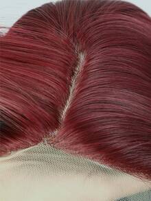 99J 勃艮第直发 13x4 蕾丝前部合成假发 女士 180% 密度直发蕾丝前部假发 预拔婴儿头发 无胶巴西雷米合成假发 - 彩色 - 查看 2