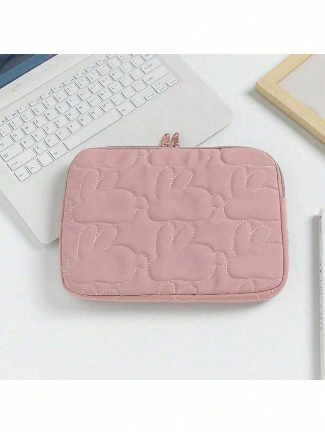 1pc Quilted Rabbit Design IPad/Laptop Sleeve Case,