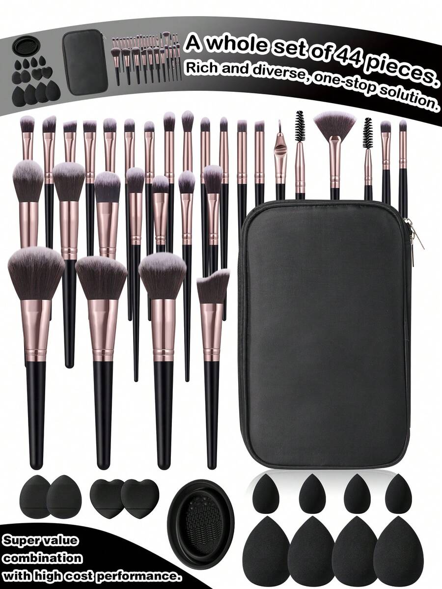 13/30/31/43/44件套化妆工具套装，包含：30支化妆刷套装+4个迷你化妆海绵+1个化妆刷清洁工具+1个收纳袋+4个化妆海绵+4个迷你气垫粉扑，化妆刷套装，化妆刷套装，化妆刷套装，全套化妆工具，化妆刷套装，化妆刷套装，化妆礼盒套装 - 彩色 - 查看 1