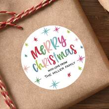 54/108/270/540 piezas Pegatinas redondas personalizadas de Feliz Navidad, divertidas y festivas, de colores para días festivos, etiquetas personalizadas de Feliz Navidad para regalos navideños, etiquetas de remitente/destinatario, etiquetas de regreso a la dirección personalizadas para sobres, invitaciones y paquetes - ideales para bodas, aniversarios y ocasiones especiales - Estilo A - Ver 4