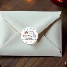 54/108/270/540 piezas Pegatinas redondas personalizadas de Feliz Navidad, divertidas y festivas, de colores para días festivos, etiquetas personalizadas de Feliz Navidad para regalos navideños, etiquetas de remitente/destinatario, etiquetas de regreso a la dirección personalizadas para sobres, invitaciones y paquetes - ideales para bodas, aniversarios y ocasiones especiales - Estilo A - Ver 7