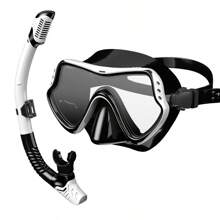 1set Adult Snorkeling Equipment, Snorkel Mask And Breathing Tube Set, Full Face Scuba Diving Mask, Tempered Glass Snorkel Goggles For Adult Swimming, Beach Essentials, Beach Accessories, Pool Float