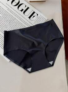 3pcs/Pack Thin Women's Sexy Solid Color Triangle Panties, Mid-Waist Ice Silk Underwear For Girls - Multicolor - View 3