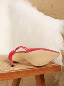 11cm Sexy Fashionable Red Slingback Hollow Pointed Toe Stilettos Casual Versatile High Heels For Women