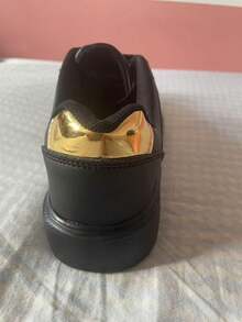 Giày thể thao nữ màu trắng thời trang mới mùa xuân và mùa hè năm 2024, giày lưu hóa đế mềm nhẹ, giày thể thao màu trắng đa năng - vàng đen - Xem 8