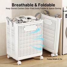 Senmeo 1 件可折叠洗衣篮，透气设计，适用于大型洗衣篮，宽敞的带轮滚动储物篮，多功能收纳袋，非常适合脏衣服和杂物整理洗衣篮、洗衣篮、浴室收纳袋、篮子、储物篮、可折叠洗衣篮，返校