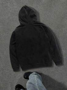 男式 Y2K 连帽衫 哥特式休闲印花连帽衫 - 黑色 - 查看 2