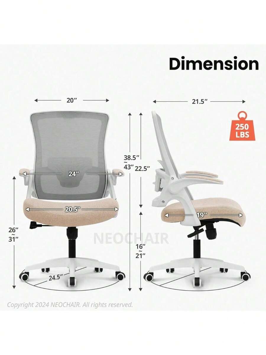 High Back Mesh Chair Adjustable Height And Ergonomic Design Home Office