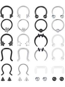 AVYRING 5PCS Septum Rings 16G Septum Jewelry Stainless Steel Septum Piercings Horseshoe Helix Daith Tragus Lip Rings Nose Hoop Hinged Seamless Septum Piercing Jewelry For Women Men