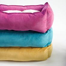 Removable Dog Bed/Cat Bed, 4-Season Use, Square Shape, Non-Slip Bottom, Flannel Fabric, High-Elastic PP Rayon Filling, Comfortable Pet Bed, Minimalist Style, Available In Yellow, Blue, Dark Gray, Army Green, Rose Red Solid Colors, SGS Certified, Sourced From Home Textile Manufacturer - Multicolor - View 11