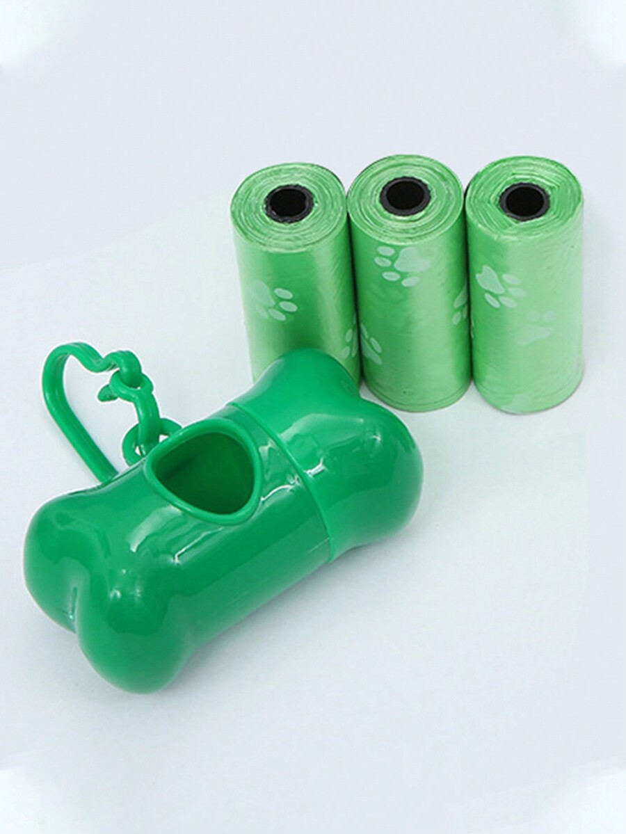 1pc Dog Poop Waste Bag Holder With 3 Refill Rolls (15pcs/Roll) for Sale