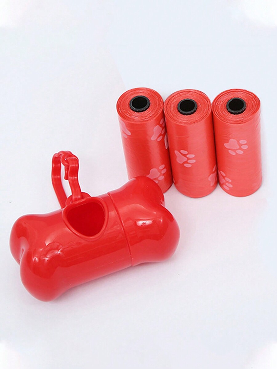 1pc Dog Poop Waste Bag Holder With 3 Refill Rolls (15pcs/Roll) for Sale