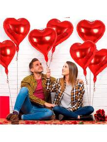 12 件 18 英寸心形铝箔气球套装，含 1 卷丝带，适用于生日派对、婚礼订婚派对、新娘送礼会、情人节装饰 - 彩色 - 查看 4