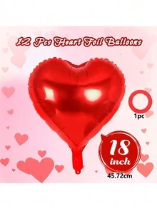 12 件 18 英寸心形铝箔气球套装，含 1 卷丝带，适用于生日派对、婚礼订婚派对、新娘送礼会、情人节装饰 - 彩色 - 查看 6