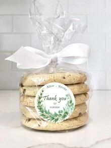 个性化圆形标签贴纸定制姓名日期感谢贴纸适用于新娘送礼会派对礼物 - 彩色 - 查看 5