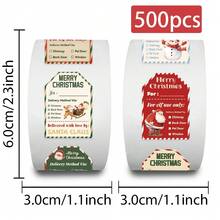 1 Cuộn/500 Miếng Dán Trang Trí Giáng Sinh, Thích Hợp Cho Máy Tính Xách Tay, Điện Thoại, Phong Bì, Quà Tặng Và Đồ Chơi - Nhiều màu - Xem 3
