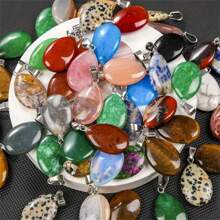 15/20/30pcs Natural Stone Charm Pendant, Various Styles Like Teardrop & Heart Shape, Suitable For Jewelry Making Valentines