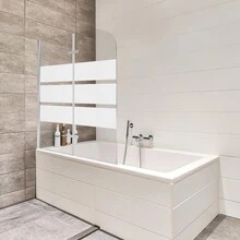 Cecaylie 浴缸附件可折叠透明纳米玻璃 ESG 6mm 浴缸淋浴隔断 2 部分可折叠 100*140CM 白色浴室装饰夏季返校