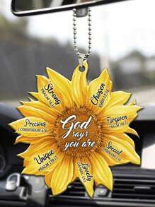 1pc White Daisy 2D Flat Car Rear View Mirror Accessories Tree Ornament Decoration Hanging Charm Interior Rearview Pendant Decor Gift,Home Decor ,Room Decor,Wall Decor - White - View 9