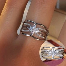 1 件优雅宽款时尚简约精致女士戒指，适合日常佩戴，适合食指 - 戒指 - 查看 8