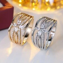 1 件优雅宽款时尚简约精致女士戒指，适合日常佩戴，适合食指 - 戒指 - 查看 6