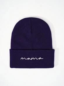 1顶男女通用Y2K风格刺绣“妈妈”针织帽，适合户外、休闲、冬季通勤等多种场合 - 針織帽 - 查看 4