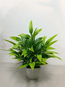 Artificial Lush Green Bamboo, Evergreen Bonsai Plant With White Square Mini Planter, Valentine Day, Gift Gifts Birthday Graduation - Green - View 8