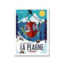 1 件阿尔卑斯山缆车游乐场艺术海报印刷卡通雪山恩格尔贝格铁力士山旅行帆布画房间家居装饰无框 - 彩色 - 查看 17