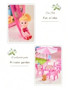 儿童梦幻城堡游戏屋玩具，适合女孩，组装娃娃别墅游戏屋，生日/圣诞礼物 - 彩色 - 查看 3