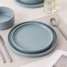 vancasso Service de table en grès 12 pièces, assiettes à dîner, assiettes à dessert et assiettes creuses pour 4 personnes, ensemble bleu