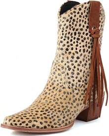 Ankle Cowboy Boots For Women Suede Snip Toe Chunky Heel Western Boots - Beige - View 1