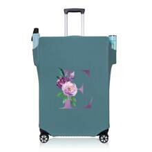 行李箱罩旅行箱罩适用于 18 至 32 英寸行李箱保护套男女户外度假旅行必备配件涤纶行李箱弹力防尘罩时尚首字母姓名 A 至 Z 字母印花 - 藍-圖案 1 - 查看 16