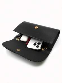 女士经典优雅褶皱手拿包，正式派对手拿包，闪亮单肩信封手提包-BLCAK - 黑色 - 查看 3