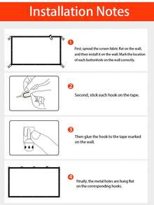 易折叠室内壁挂白色软幕60-72-84-100-120-150英寸16：9办公室、会议、户外露营投影屏幕，可折叠、可清洗、抗皱便携式软幕，支持双面投影 - 白色 - 查看 11