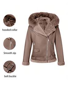 Áo khoác ngoài trời đa năng Risissida dành cho nữ có cổ lông nhân tạo - Thoải mái với bộ sưu tập quần áo mùa thu mới nhất của chúng tôi dành cho nữ - Lạc đà - Xem 1