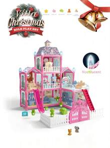 儿童梦幻城堡游戏屋玩具，适合女孩，组装娃娃别墅游戏屋，生日/圣诞礼物 - 彩色 - 查看 13