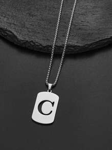1 pièce Collier en acier de titane avec 26 lettres anglaises pour hommes et femmes, étudiants et couples, design minimaliste, polyvalent, collier de bénédiction initiale, convient pour un port quotidien, fête, Noël, Saint-Valentin, cadeau - Argent - Voir 7
