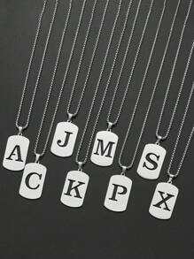 1 pièce Collier en acier de titane avec 26 lettres anglaises pour hommes et femmes, étudiants et couples, design minimaliste, polyvalent, collier de bénédiction initiale, convient pour un port quotidien, fête, Noël, Saint-Valentin, cadeau - Argent - Voir 1