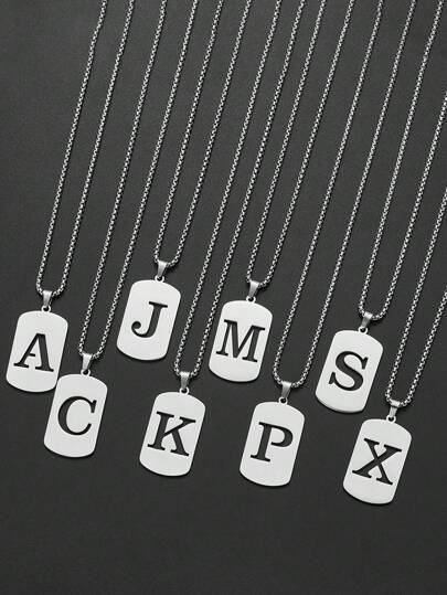 1pc 26 English Letter Titanium Steel Necklace For Men & Women, Student & Couples, Minimalist Design, Versatile, Initial Blessing Necklace, Suitable For Daily Wear, Party, Christmas, New Year, Valentine's Day Gift