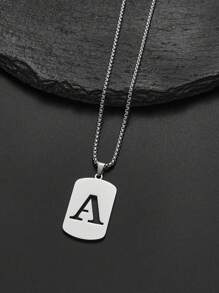 1 pièce Collier en acier de titane avec 26 lettres anglaises pour hommes et femmes, étudiants et couples, design minimaliste, polyvalent, collier de bénédiction initiale, convient pour un port quotidien, fête, Noël, Saint-Valentin, cadeau - Argent - Voir 5