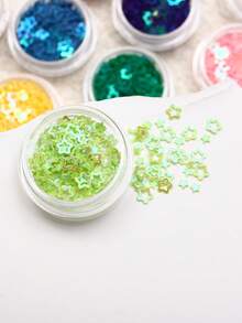 VV NAI OU 1套/12个装混色3D梦幻人造星星亮片饰品美甲装饰彩色贴花迷你星星设计人造指甲配件用品日式 - 彩色 - 查看 4