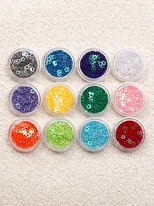 VV NAI OU 1套/12个装混色3D梦幻人造星星亮片饰品美甲装饰彩色贴花迷你星星设计人造指甲配件用品日式 - 彩色 - 查看 3