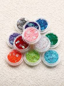 VV NAI OU 1套/12个装混色3D梦幻人造星星亮片饰品美甲装饰彩色贴花迷你星星设计人造指甲配件用品日式 - 彩色 - 查看 5