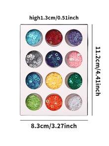 VV NAI OU 1套/12个装混色3D梦幻人造星星亮片饰品美甲装饰彩色贴花迷你星星设计人造指甲配件用品日式 - 彩色 - 查看 6