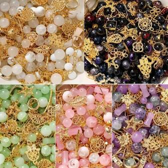 90g Mixed Color Crackle Glass Beads & Spacers Set, Ideal For DIY Jewelry Making - Bracelets, Necklaces, Earrings