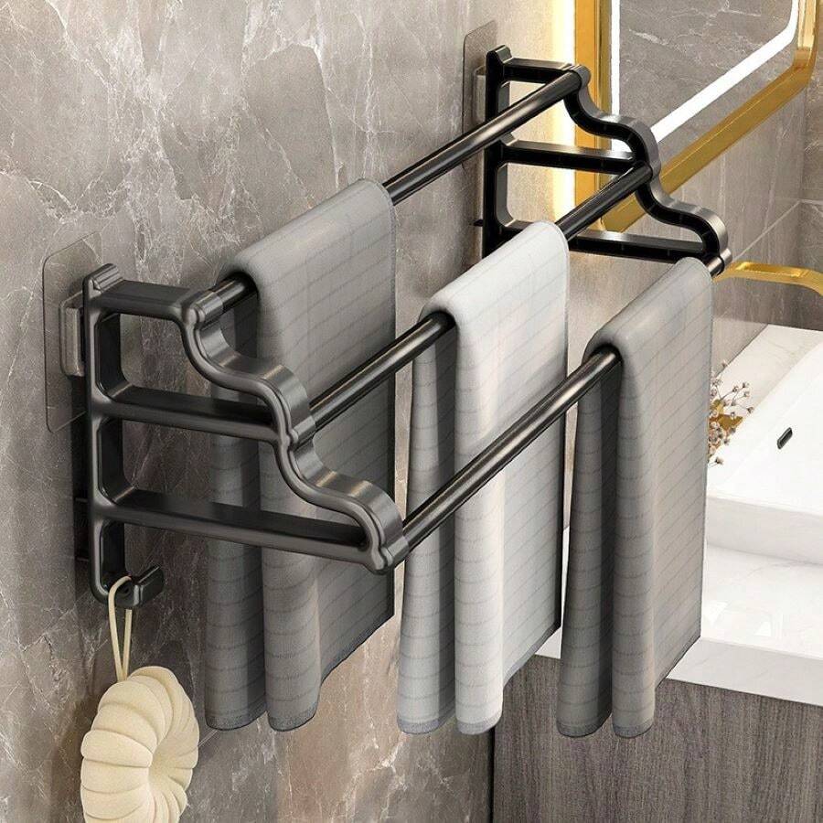 NoNail SelfAdhesive Storage Hanger Rack, WallMounted For Bathroom