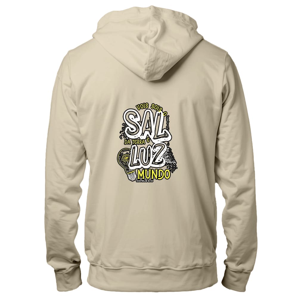 Cotton Sweatshirt With Pocket And Kangaroo Hood Comfortable Printed Salt Light Back - 米色 - 查看 1
